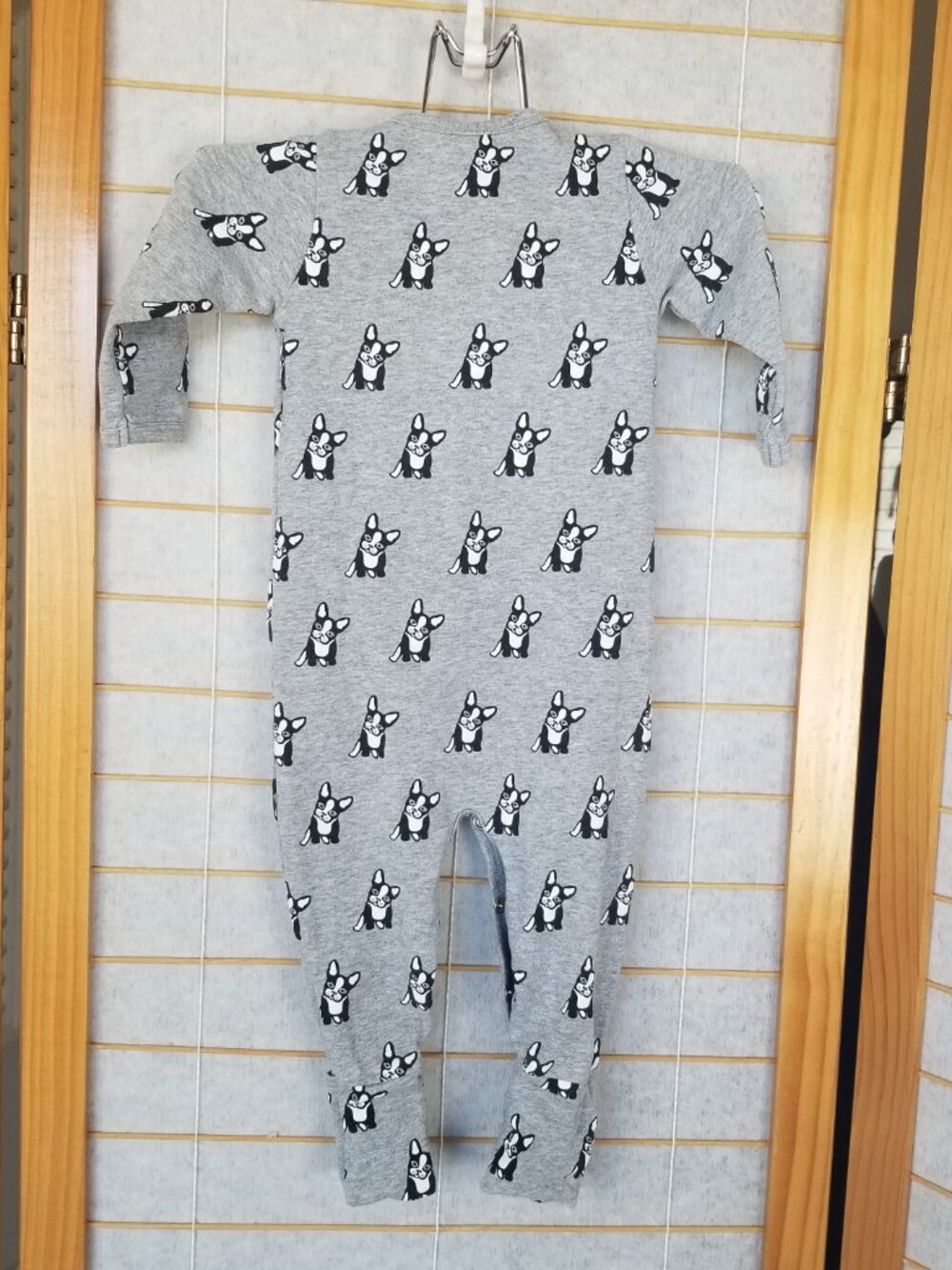 Monica + Andy Footie 3-6M Frenchie Dog Print 100% Organic Cotton - Picture 3 of 6